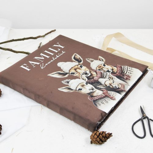 Welurowy album na zdjęcia czarne karty ,, Rodzina Jeleni ''